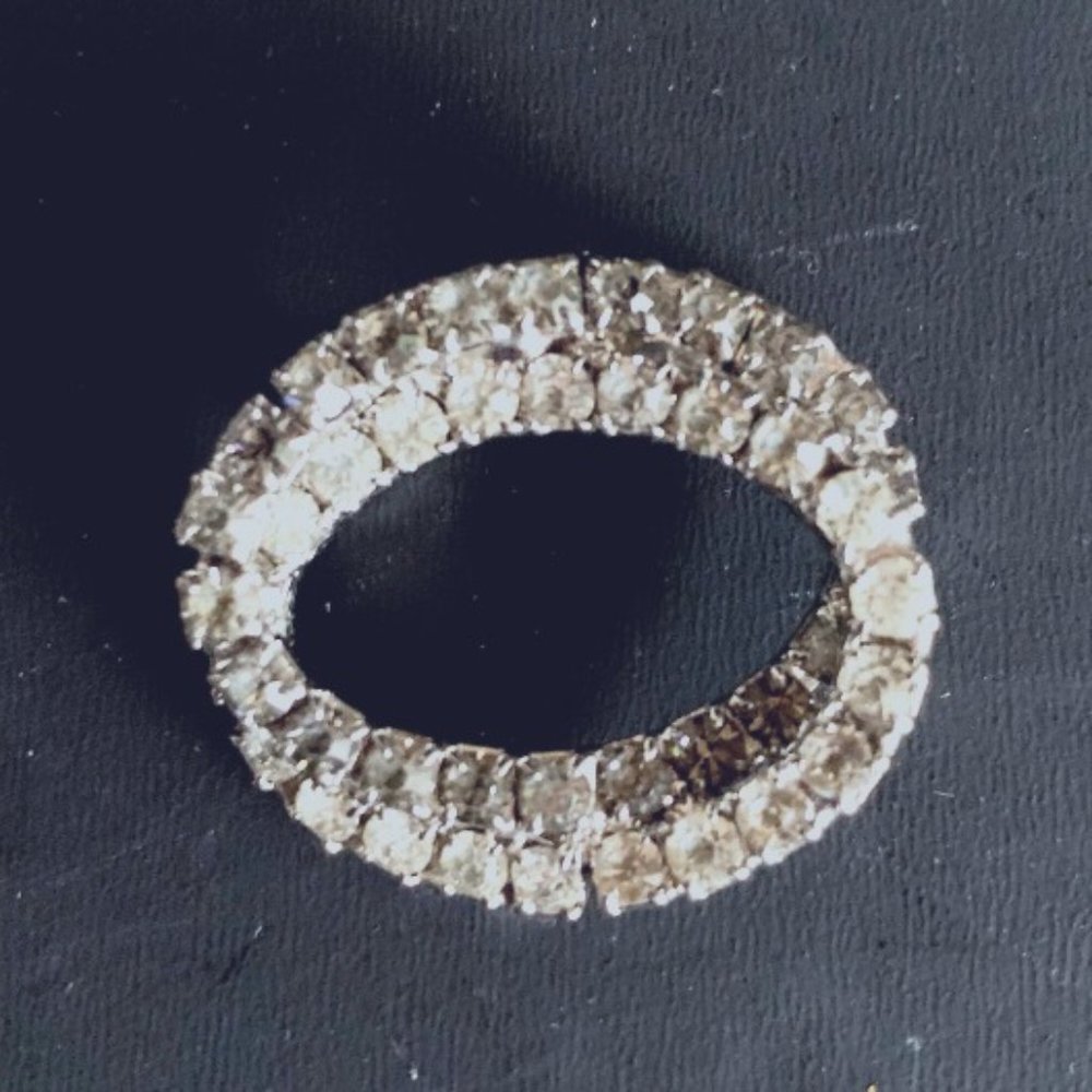 Vintage Double Rhinestone Circle Pin